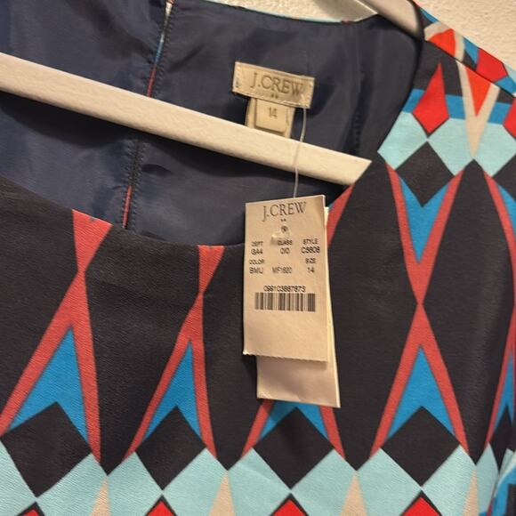 NWT J.Crew Factory Womens Shift Dress Printed Gallery Short Sleeve Sz 14 - Picture 2 of 3